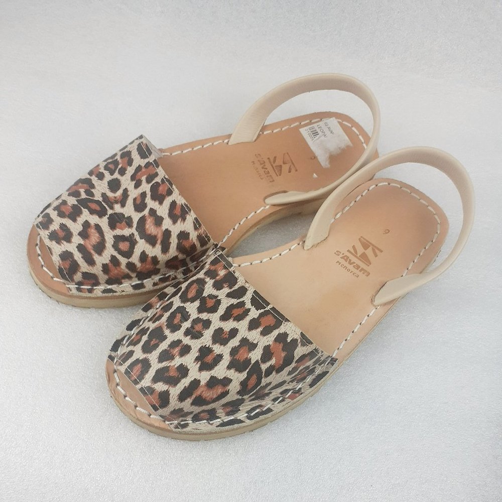 Free People Made in Spain Cheetah Leopard Leather Minimalist Slingback 9us/7uk